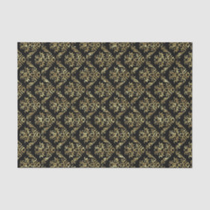 Elegant Gold And Black Floral Pattern Tissue Paper