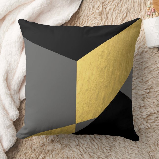 Elegant Gold and Black geometric Cushion (Blanket)