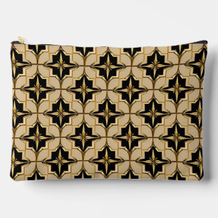 Elegant Gold and Black Geometric Pattern Accessory Pouch