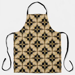 Elegant Gold and Black Geometric Pattern Apron