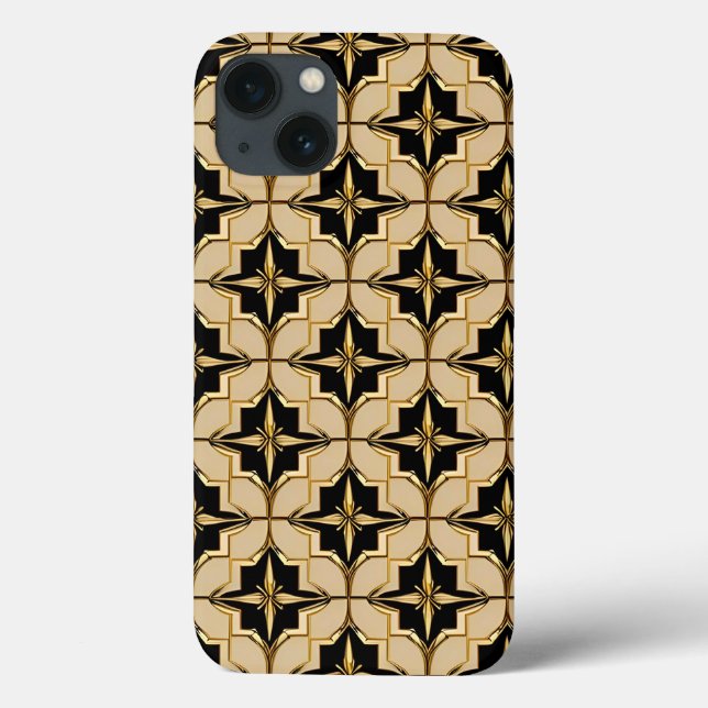 Elegant Gold and Black Geometric Pattern Case-Mate iPhone Case (Back)