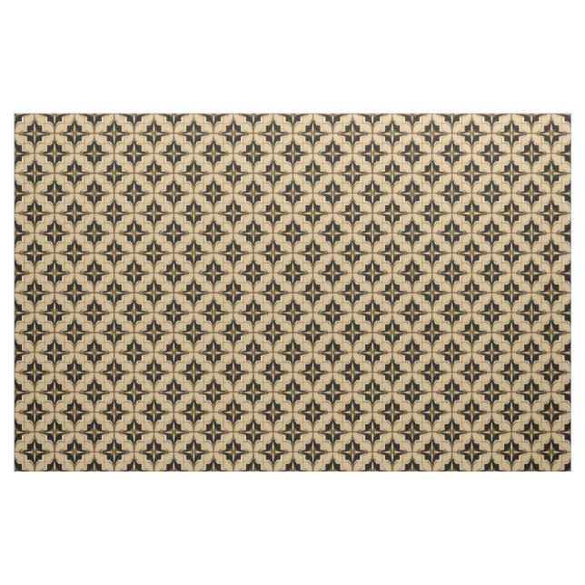 Elegant Gold and Black Geometric Pattern Fabric (Fat Quarter)