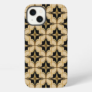Elegant Gold and Black Geometric Pattern iPhone 13 Case
