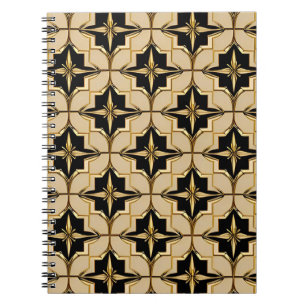 Elegant Gold and Black Geometric Pattern Notebook