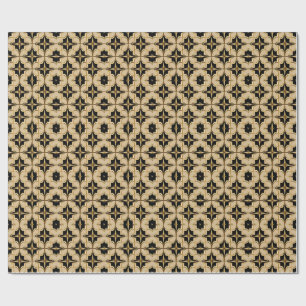 Elegant Gold and Black Geometric Pattern Wrapping Paper