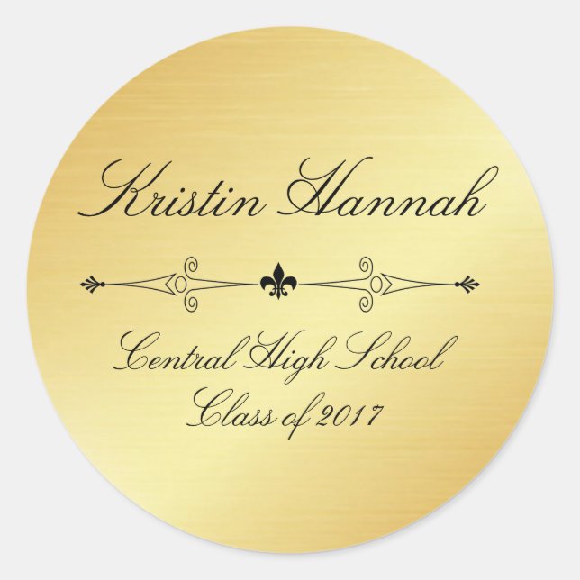 Elegant Gold and Black Graduation Envelope Seal (Front)
