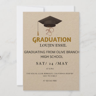 Elegant Gold and Black Graduation Invitation 