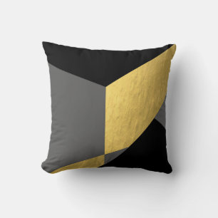 Elegant Gold and Black Grey Colours Blocks Cushion