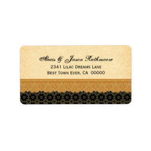Elegant Gold and Black Lace Vintage Feeling V06 Label