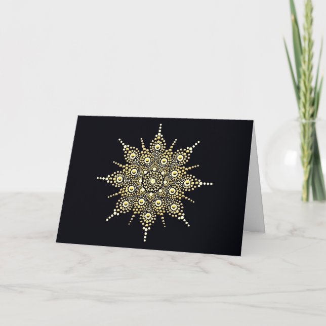Elegant Gold and Black Mandala Blank Note Card (Front)