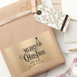 Elegant Gold and Black Merry Christmas Script Rectangular Sticker<br><div class="desc">Elegant Gold and Black Merry Christmas Script Rectangular Sticker
A modern,  contemporary and stylish Christmas holiday sticker. This sticker can be personalised with your name.</div>