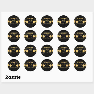 Elegant Gold and Black Retirement Party Envelope S Classic Round Sticker