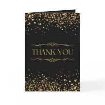 Elegant Gold and Black Retirement Party Thank You