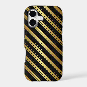 Elegant Gold and Black Stripe iPhone Case