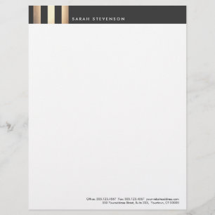 Elegant Gold and Black Striped DesignerLetterhead Personalised Letterhead