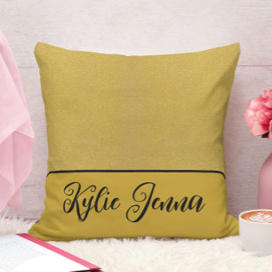 elegant gold and black stylish script calligraphy cushion