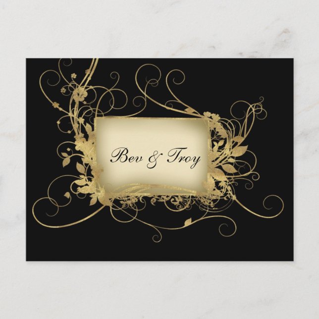 Elegant gold and black swirl design - customise it postcard (Front)