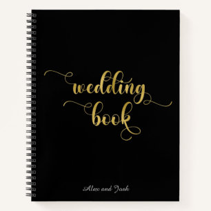 Elegant Gold and Black Wedding Notebook