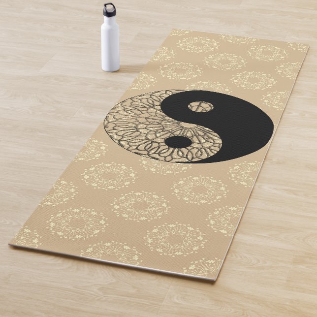 Elegant Gold and Black Yin Yang Yoga Mat (In Situ)