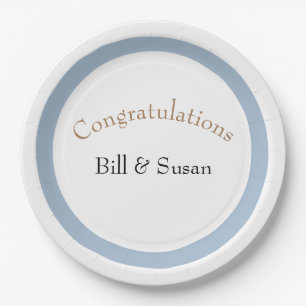 Elegant Gold and Blue Anniversary Paper Plate