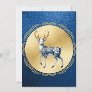 Elegant Gold and Blue Christmas Card