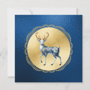 Elegant Gold and Blue Christmas Thank You Note