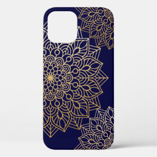 Elegant Gold and Blue Mandala Pattern iPhone 12 Pro Case