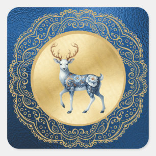 Elegant Gold and Blue Stickers Christmas 