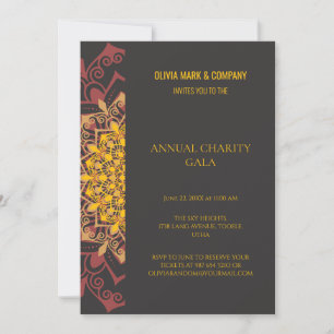 Elegant gold and brown charity gala party invitation