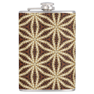 Elegant Gold and Brown Star Anise Hip Flask