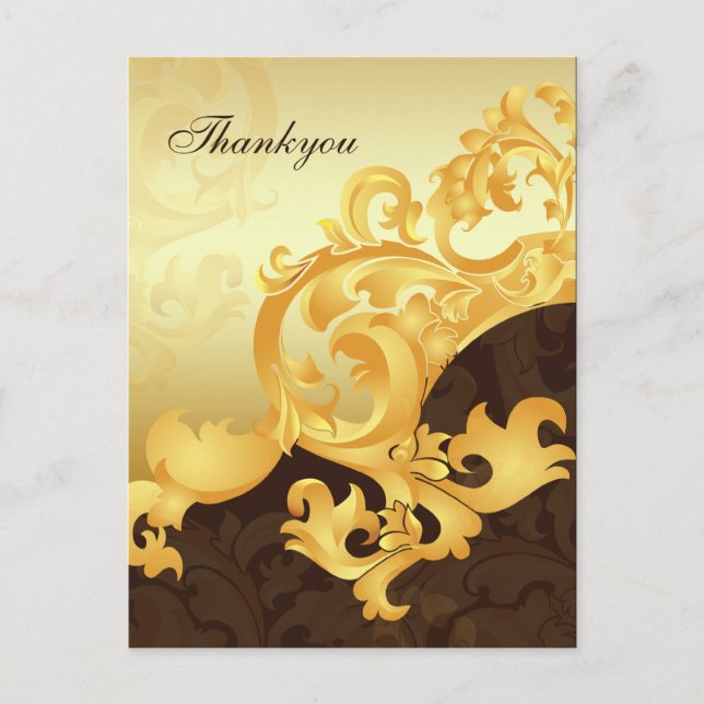Elegant "gold and brown" Thank You Cards (Front)