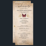 Elegant Gold and Burgundy Quince Butterfly Program<br><div class="desc">Searching for elegant program ideas for a quinceanera, wedding ceremony, or other special occasion? Create your own personalised, beautiful burgundy butterfly programs on this easy to use DIY template. The original watercolor art by Raphaela Wilson depicts faux gold sparkle confetti and burgundy monarch butterflies with a cool 3D appearance above...</div>