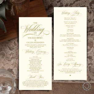 Elegant gold and cream Script Wedding Ceremony Program