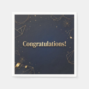 Elegant Gold and Dark Blue Congratulations Napkin