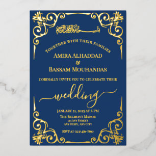 Elegant Gold and Dark Blue Wedding
