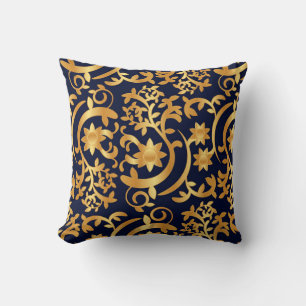 Elegant gold and dark navy cushion