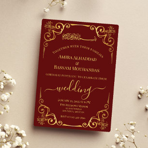 Elegant Gold and Dark Red Wedding 