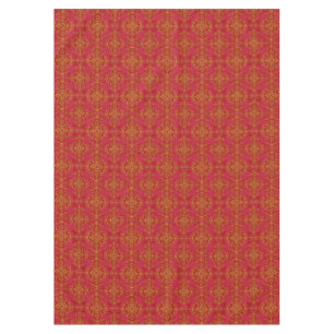 Elegant Gold and Deep Pink Floral Damask Pattern Tablecloth