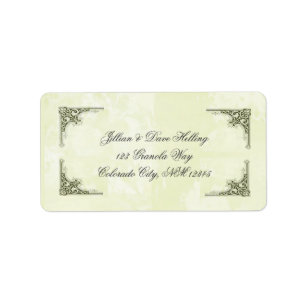 Elegant gold and green filagree address labels
