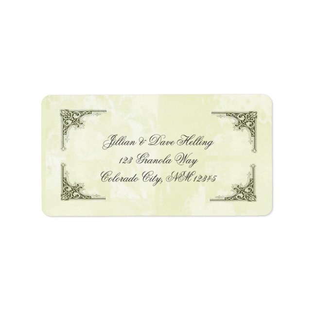 Elegant gold and green filagree address labels (Front)