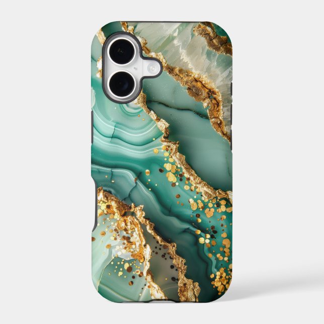 Elegant Gold And Green Marble (Back)