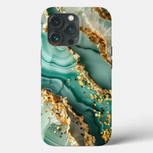 Elegant Gold And Green Marble iPhone 13 Pro Case