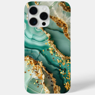 Elegant Gold And Green Marble iPhone 15 Pro Max Case