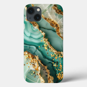 Elegant Gold And Green Marble iPhone 13 Case