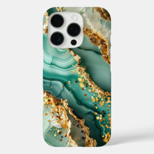 Elegant Gold And Green Marble iPhone 16 Pro Case