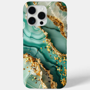 Elegant Gold And Green Marble iPhone 15 Pro Max Case
