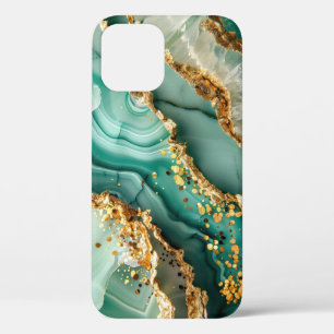 Elegant Gold And Green Marble iPhone 12 Case