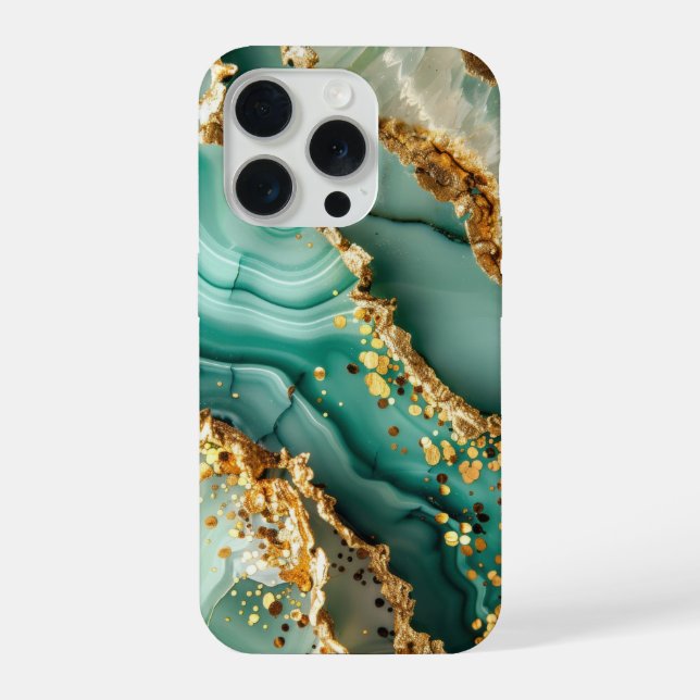 Elegant Gold And Green Marble iPhone Case (Back)