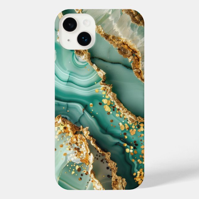 Elegant Gold And Green Marble iPhone Case (Back)