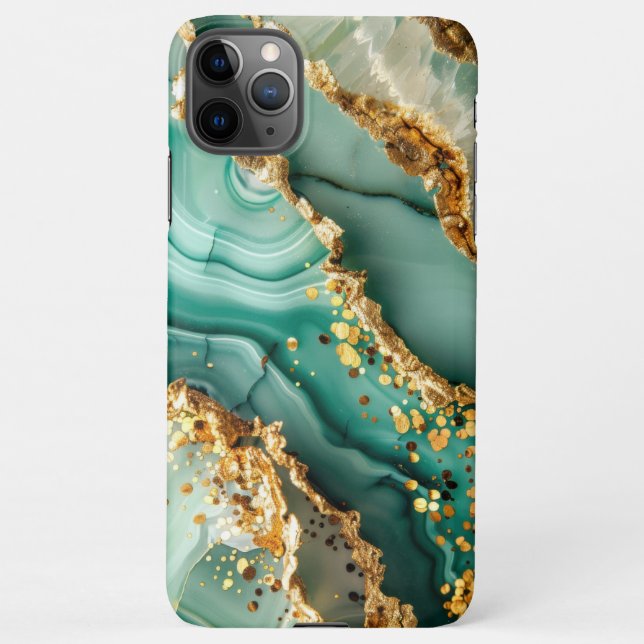 Elegant Gold And Green Marble iPhone Case (Back)